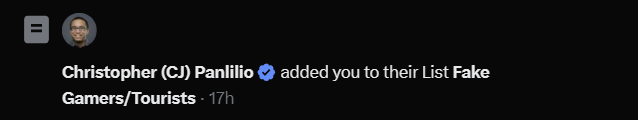 Fake gamer, you say?

Search around BF4 and BF6 stat profiles.
Search Siege.
I committed more hours than considered "healthy" or "touch grass" for those games.

You coming on to Twitter to subscribe to an imbecile for lists is the real fakery here, Chris. Putanginamo.