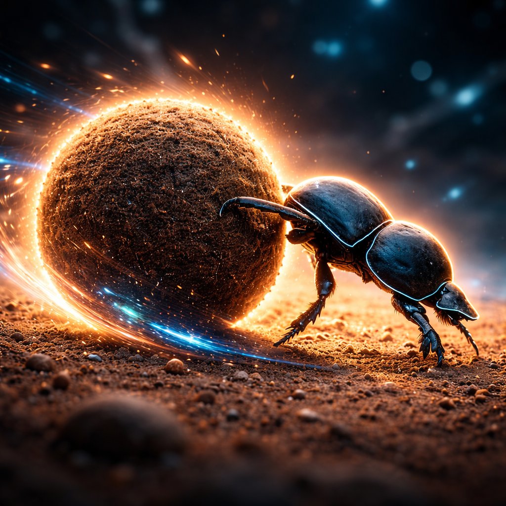 Aurevonx's tweet photo. You see a dungbeetle.
We see an engine running 24/7. https://t.co/sErLgYm7sD