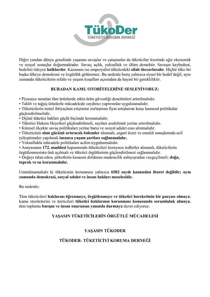 TÜKON - Tüketiciler Konfederasyonu tweet media