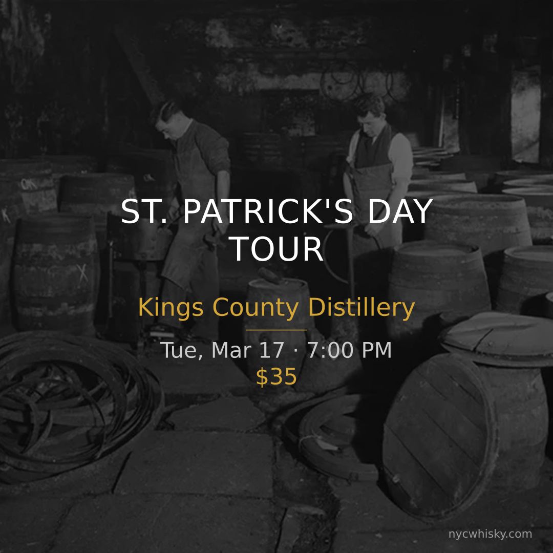 Tue, Mar 17 whisky events:

• Natterjack Tasting — Duke's Liquor Box
• Dingle Whiskey — Le Dû's Wines
• Luxury Whiskey Class — The Flatiron Room NoMad
• St. Patrick's Day Tour — Kings County Distillery

nycwhisky.com

#NYCWhisky