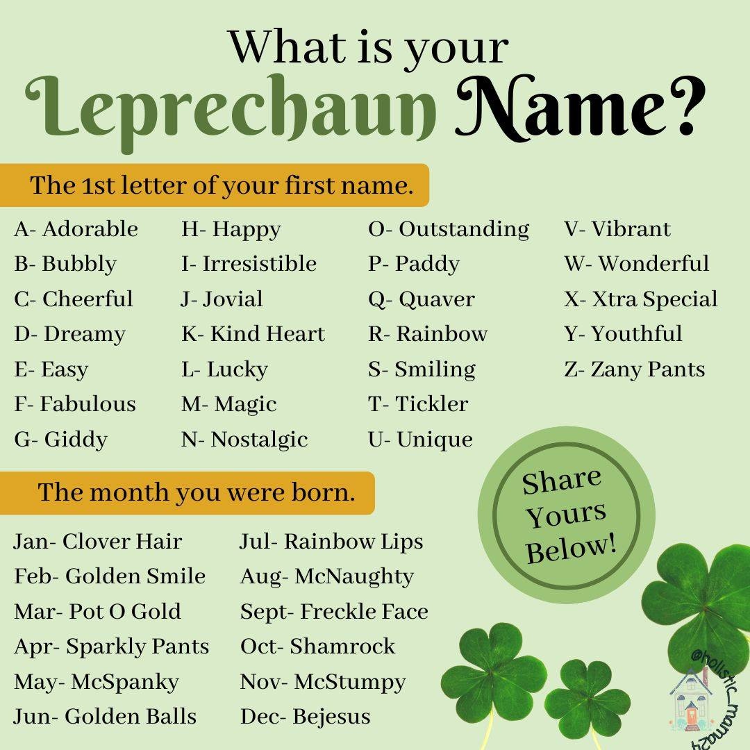 🍀 Happy St. Patrick’s Day! 🍀
Let’s have a little fun…
✨ What’s your Leprechaun Name?? ✨
Mine is: Adorable McStumpy 😂
Drop yours below ⬇️🍀