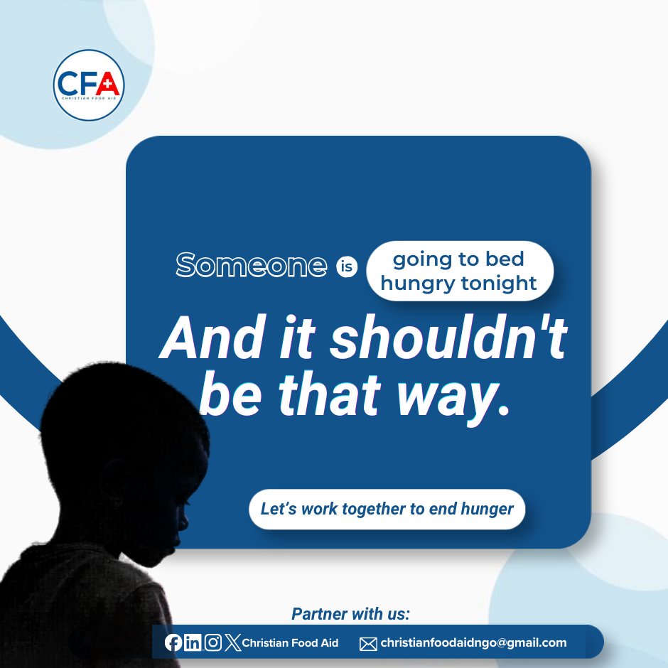 CFA_Intl's tweet photo. Tonight, someone will go to bed with an empty stomach. 
But together, we can change that story.

Let us work together to end hunger, one meal at a time.
How you can help:
✅ Donate food or funds
✅ Volunteer your time
✅ Share our mission with your network

Partner with us today. https://t.co/kcsQnzgfzE