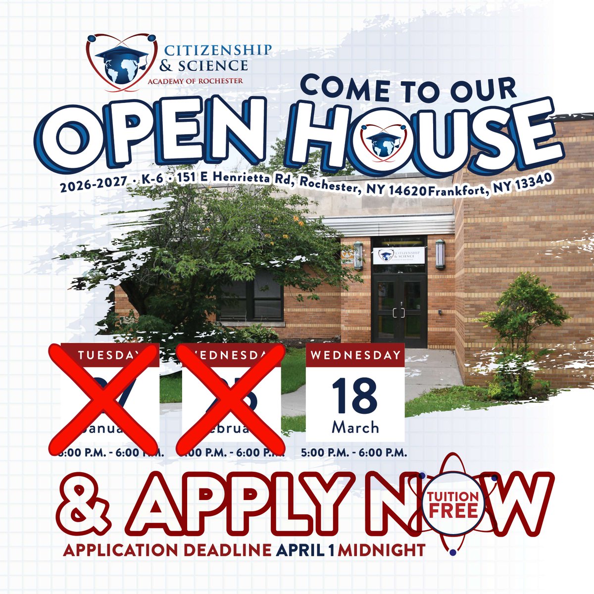 Join us at #CSARCS Elementary’s Open House!

📅 March 18 | ⏰ 5–6 PM

📚 Now enrolling grades K–6
⚛️💙 Small school. Big support.

Come see why our community is the place to be! 🏫✨

<a href="/CharterEmpire/">Empire Charter Consultants</a>
