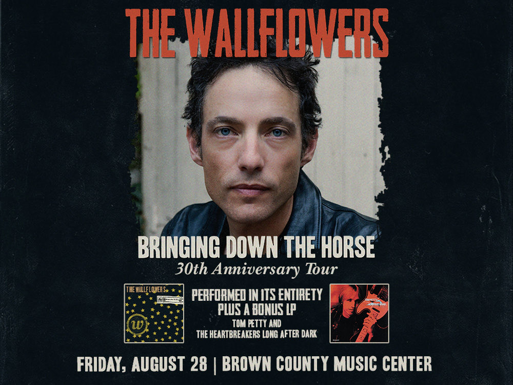 BCMusicCenter's tweet photo. JUST ANNOUNCED! The Wallflowers will mark the 30th anniversary of their landmark album Bringing Down the Horse with a nationwide U.S. tour, making a stop at the Brown County Music Center in Nashville, Ind., on Friday, August 28, 2026. Tickets on sale this Friday at 10 a.m. https://t.co/Wqnlch0P7T