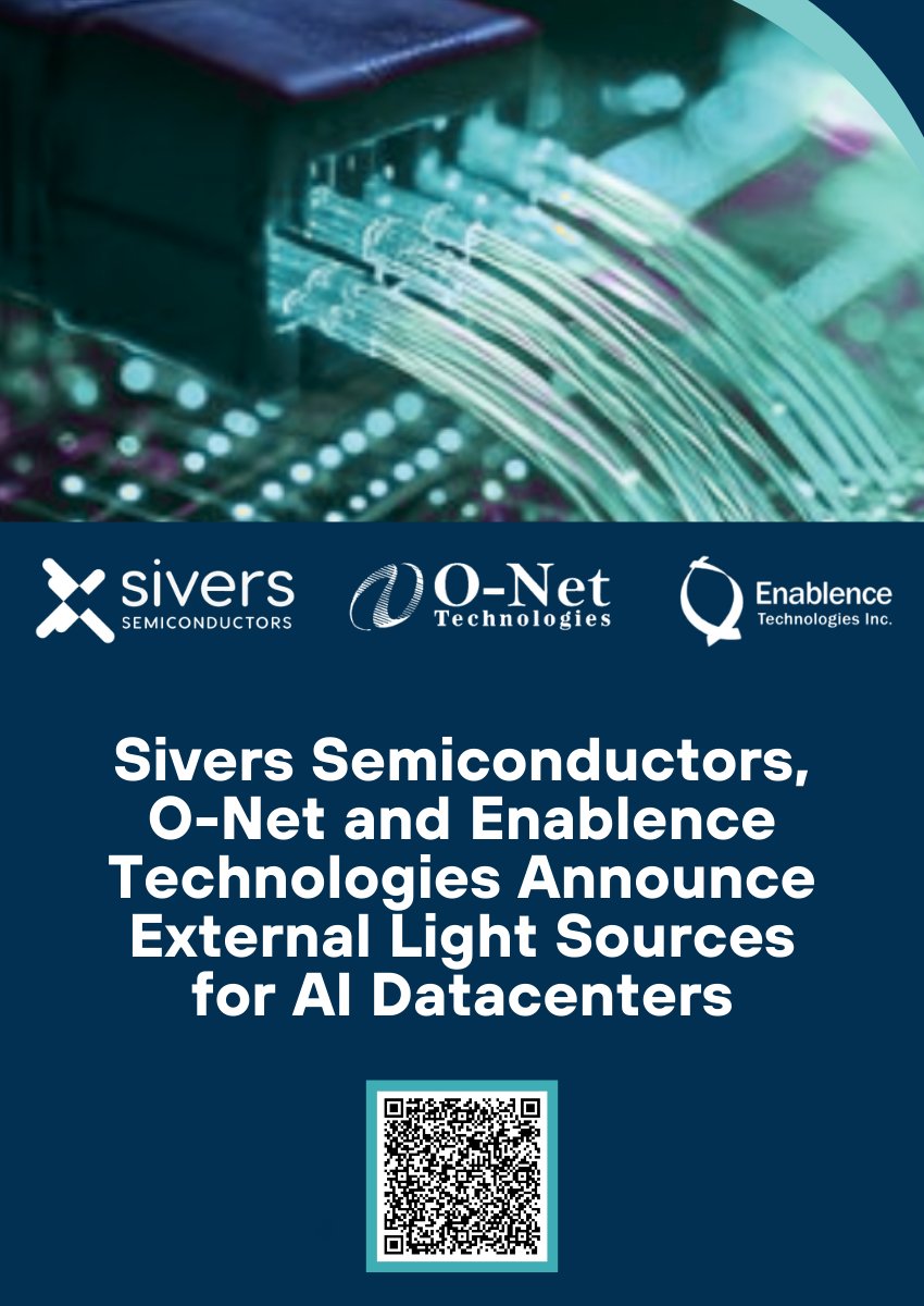 SiversSemicond's tweet image. We're excited to announce our partnership with O-Net Technologies and @Enablence to develop an ELS module supporting CPO for #AI DataCenters and #HPC.
sivers-semiconductors.com/press/sivers-s…

#Photonics #CPO #AIInfrastructure #DataCenters #OpticalInterconnects