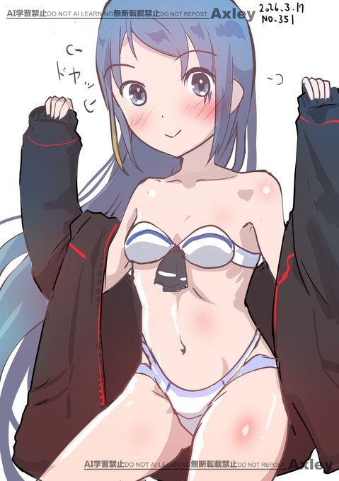 ビキニパーカー五月雨ちゃん(ドヤ顔mode) #艦これ版深夜の真剣お絵描き60分一本勝負 #艦これ版真剣お絵描き60分一本勝負_20260317