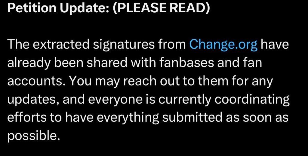 Nataenha_'s tweet photo. Please note that petition WILL BE SUBMITTED, this is all words by the owner and all rumors about not submissing etc are lies, please stop spreading missinformations https://t.co/s0oM3dhtU6