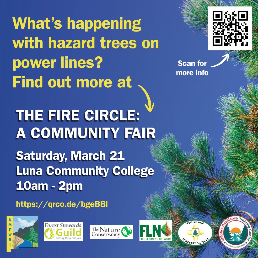 NMFWRI's tweet photo. Coming up Saturday at Luna Community College - The #Fire Circle Community Fair. 
#wildfire #mitigation #restoration #water https://t.co/GzpBwBYQ8N