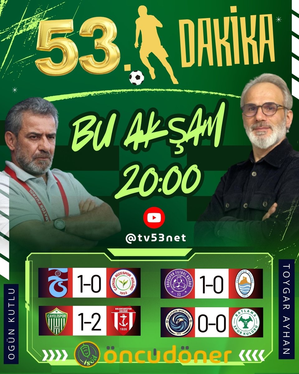 Rize futbolunun kalbi 53. Dakika’da, 64. bölümle yine dopdolu!

Canlı Yayın Linki: youtube.com/watch?v=bCFPAi…