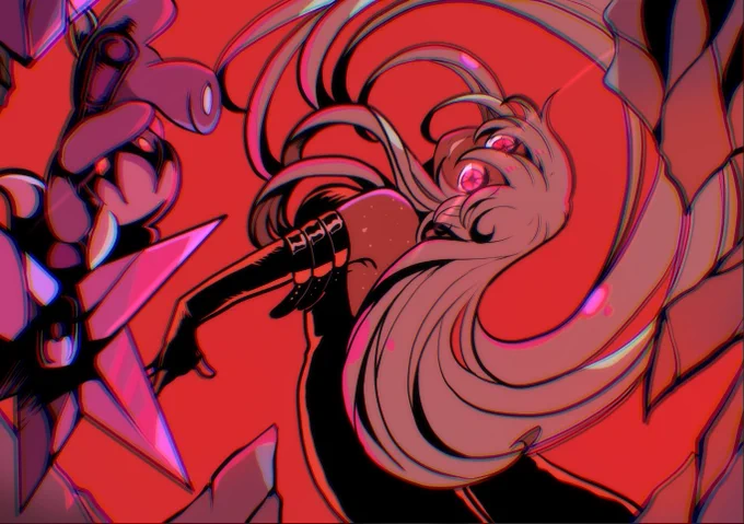 art of my oc Violett on her contest performance with "death" theme are on rage,only destruction in the stage pd: the tinkatuff are special form, are purple with star hammer shappe #art #oc