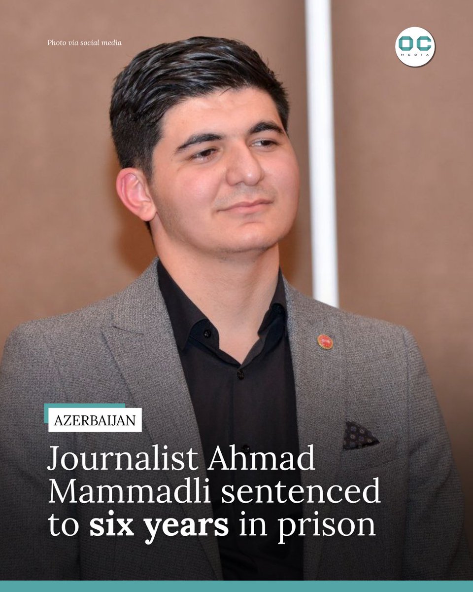 Ahmad Mammadli, a public activist and journalist, was sentenced by the Baku Court of Grave Crimes to six years in prison for allegedly stabbing a person.

🔗 Read more: oc-media.org/azerbaijani-jo…