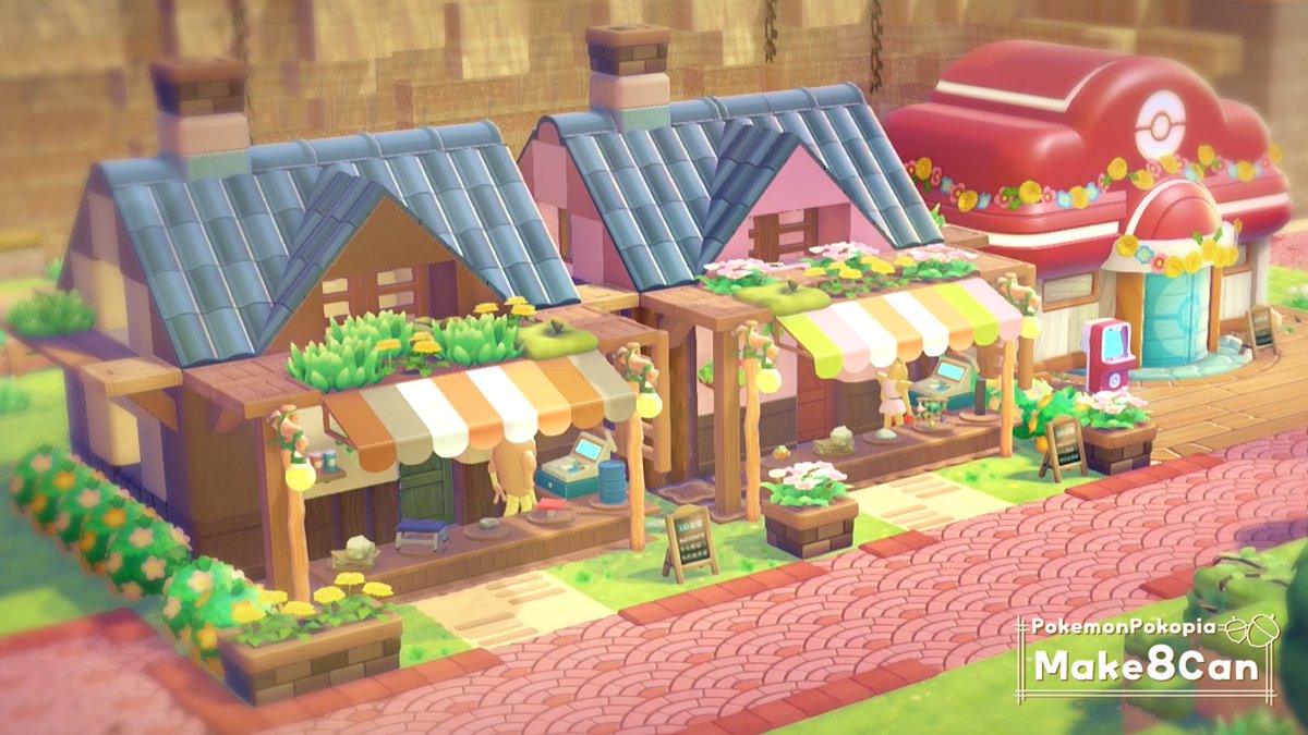#ぽこあポケモン 
パサパサこうやの街の跡地に
再建をテーマに
サイズと色味を極力保ちつつ(?)
エビワラーとサワムラーのお店を作りました！

19時 動画公開するのでよかったら見てね～！
