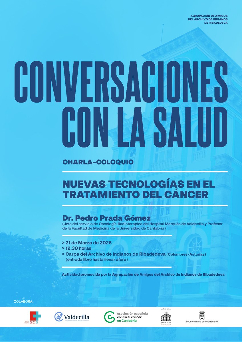 prada_pj's tweet photo. El 21 de marzo participaré en la charla “Nuevas tecnologías en el tratamiento del cáncer” dentro de Conversaciones con la Salud.  Una oportunidad para acercar cómo la innovación está cambiando la oncología.

📍 Colombres (Asturias) | 🕒 12:30h | Entrada libre hasta llenar aforo https://t.co/Qdn3vKi7DJ