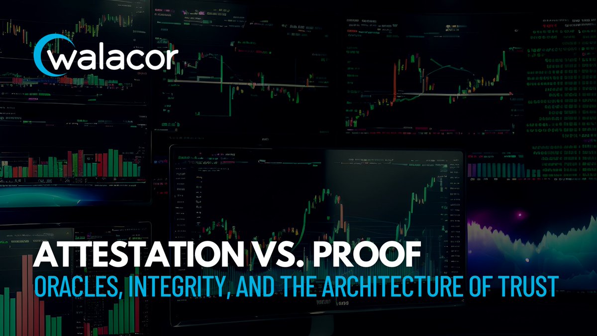 walacor's tweet photo. Attestations are bound to a moment. Proof endures across time. Oracle networks report what the world said. @walacor delivers cryptographic proof enabling verifiable systems for AI and enterprise data. Agreement is not integrity, verification is. https://t.co/ddEMz26nU7 https://t.co/BQ2Im92yGx