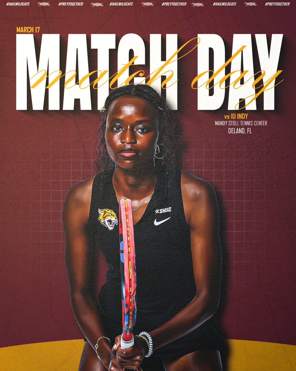 Midweek Action! 😼 

🆚 Southern
⏰ 11am EST

📍 DeLand, FL
🏟️ Mandy Stoll Tennis Center

#𝙃𝙖𝙞𝙡𝙒𝙞𝙡𝙙𝙘𝙖𝙩𝙨 | #𝙋𝙧𝙚𝙮𝙏𝙤𝙜𝙚𝙩𝙝𝙚𝙧