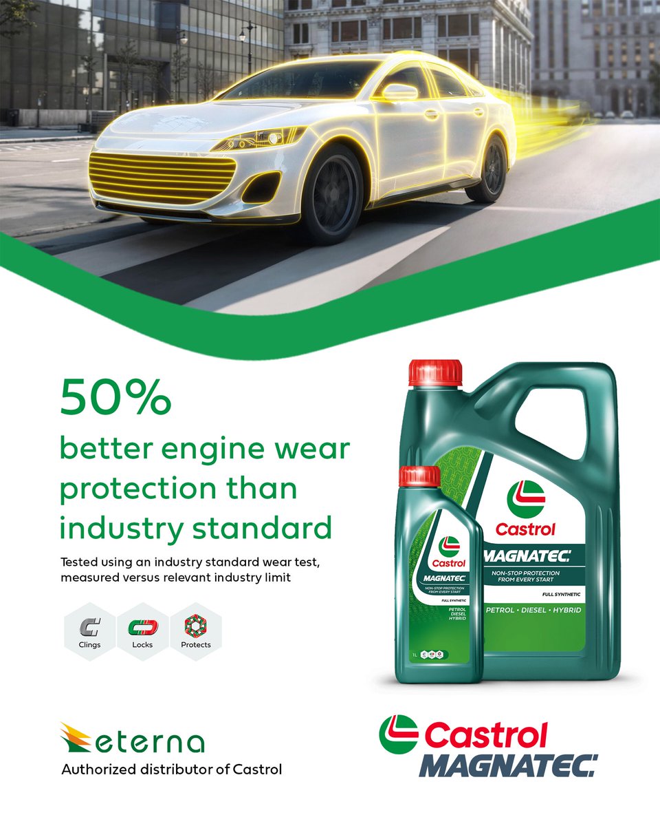 EternaIndLtd's tweet photo. Castrol MAGNATEC—
50% better engine wear protection than industry standard.
Standard of protection.
#Castrol #Magnatec #eternaindltd #Lubricant #protection https://t.co/etCPvaVgE6