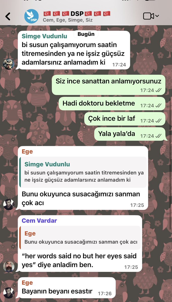 DerinSeinfeld's tweet photo. Derin Seinfeld WhatsApp grubunda sıradan bir gün… DSP 7/24 yaşayan bir ruhtur https://t.co/pmRo9u5WJ9