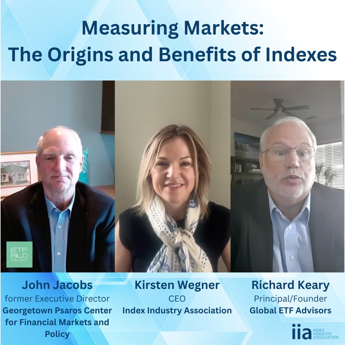 IndexIndustry's tweet image. Our CEO recently joined @ETFBILD co-founders John Jacobs and Richard Keary for a #firesidechat exploring the IIA's recent primer on the origins and benefits of #indexes. View their full discussion: tinyurl.com/yfdhmmnn #MeasuringMarkets