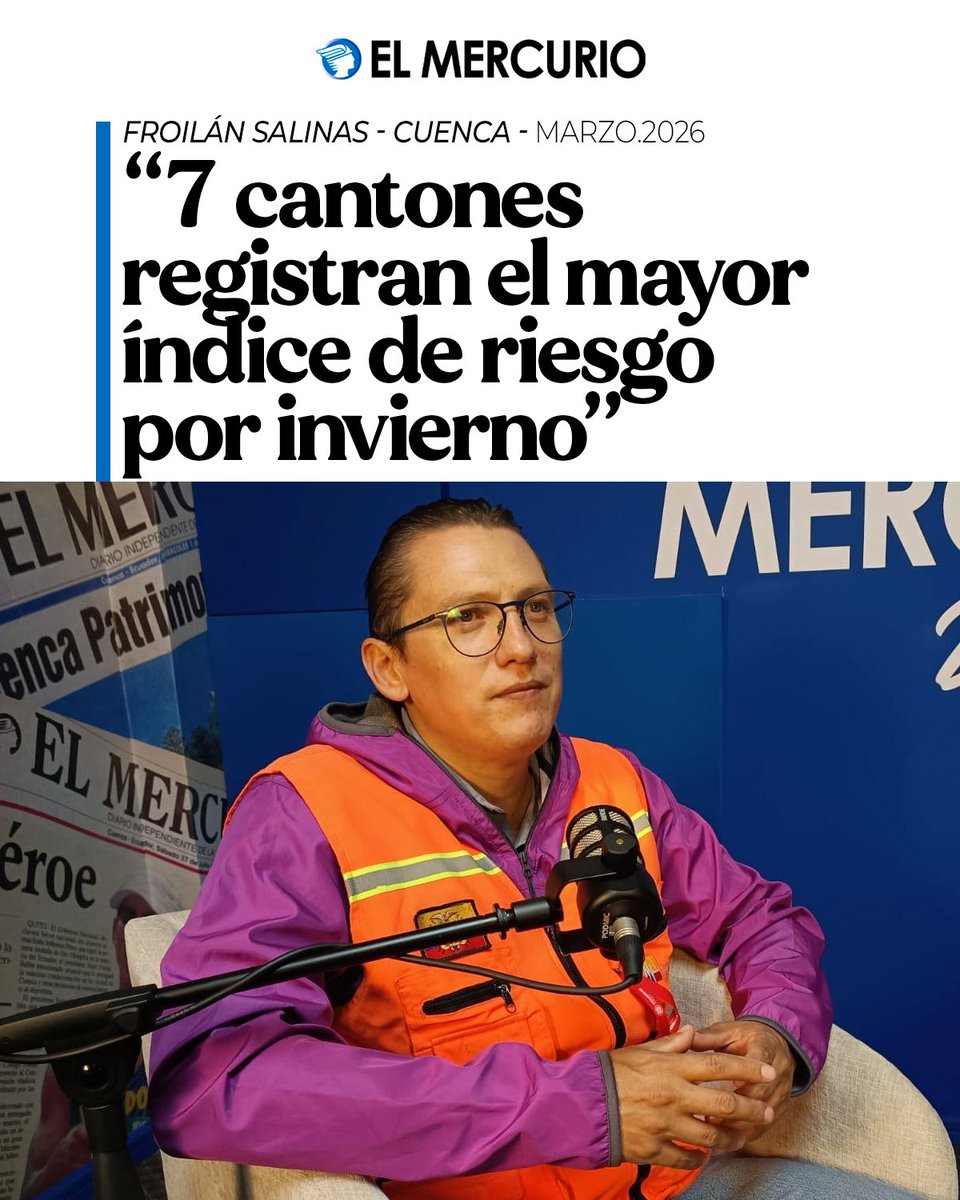 Froilán Salinas: 91 emergencias por invierno en Azuay, tres fallecidos y COE activado ante el impacto de las lluvias. elmercurio.com.ec/cuenca/2026/03…