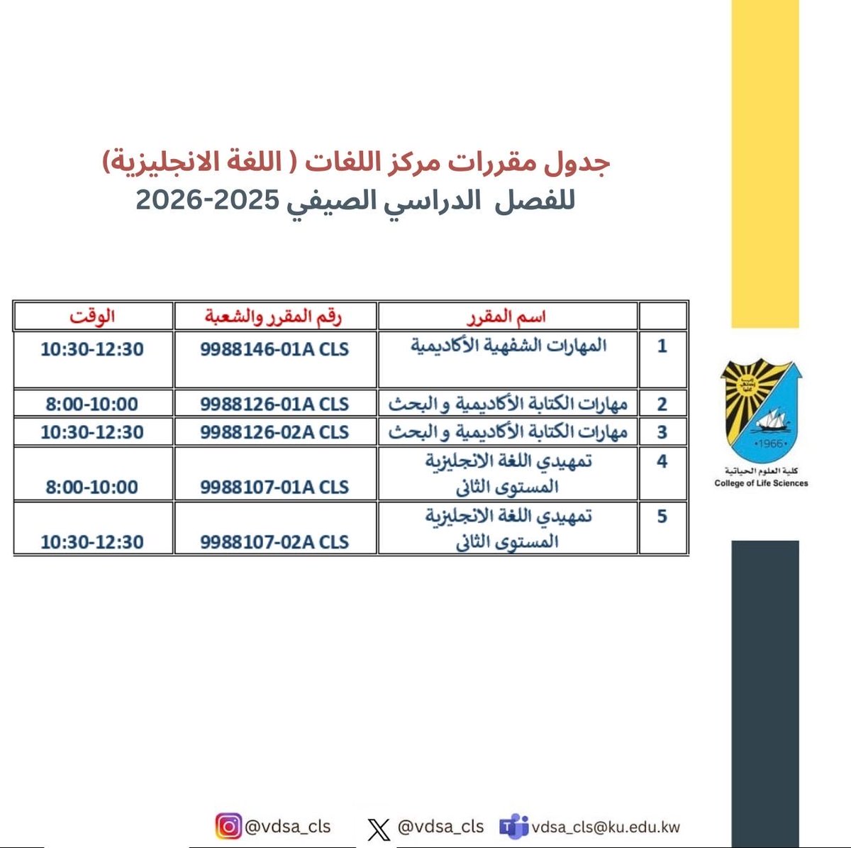 كلية العلوم الحياتية- مكتب التوجية و الارشاد tweet media