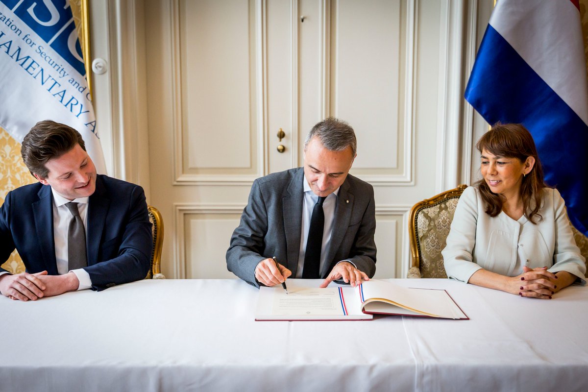 oscepa's tweet photo. OSCE PA President @perejoanpons is in The Hague this week to sign an MoU for hosting the PA's 33rd Annual Session. Pons noted The Hague's unique position as the world's legal capital for parliamentarians to hold timely discussions on international law and shared principles. https://t.co/0ByVcrnwzn