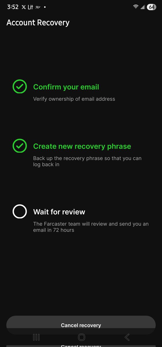cool_brez's tweet photo. Hi @dwr @varunsrin @farcaster_xyz  just following up on the recovery request for @coolbreeze16 that's been stuck in 'Wait for review' since around March 11th (now over 6 days). Email is verified, new recovery phrase created, and everything submitted correctly via Warpcast.
Any chance someone from the team could take a quick look? Really appreciate any update or help getting this reviewed 🙏
Thanks in advance!