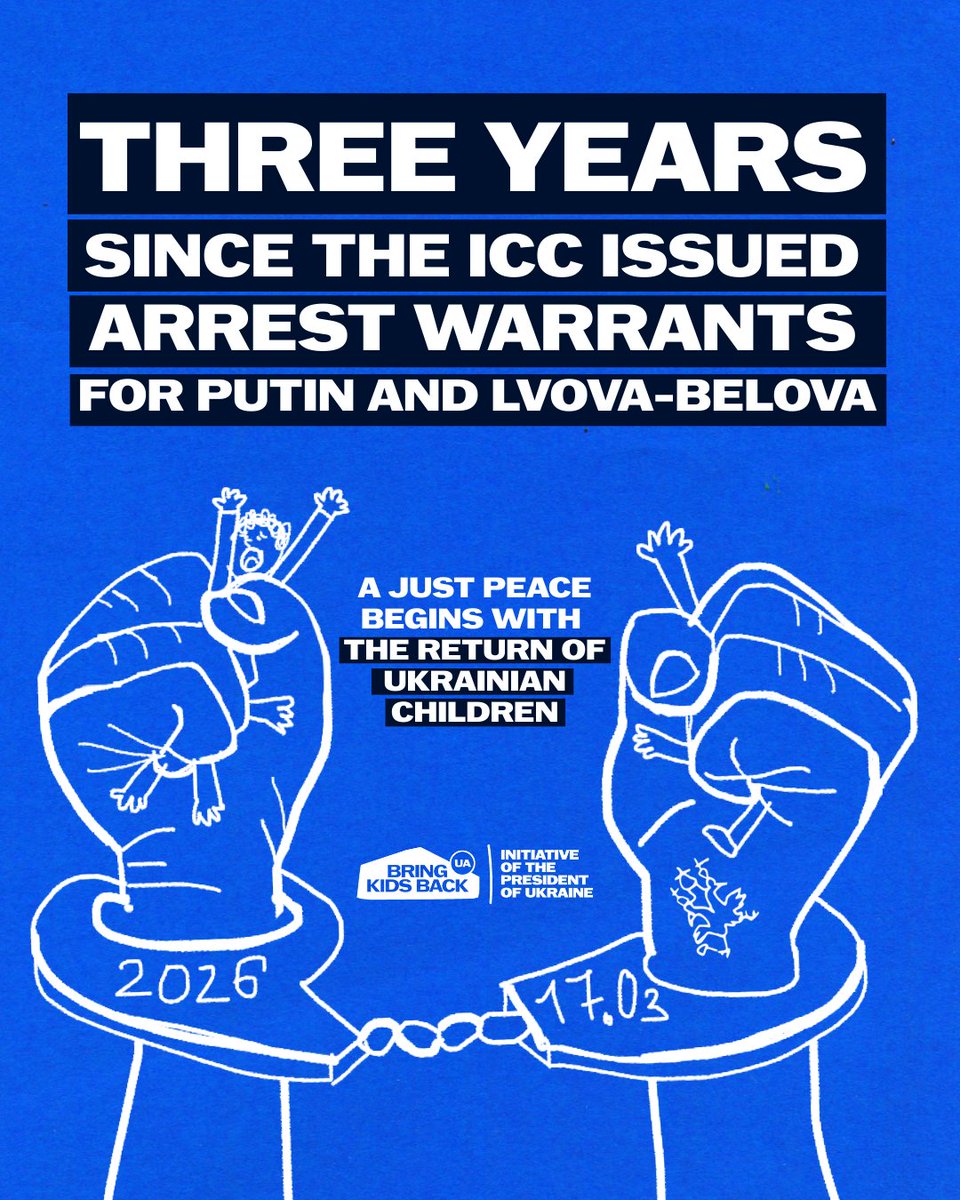 On March 17, 2023, the International Criminal Court issued historic arrest warrants for Vladimir Putin and Maria Lvova-Belova (Russia’s Commissioner for Children’s Rights) for the war crime of the illegal deportation and forced transfer of Ukrainian children.

They are suspected