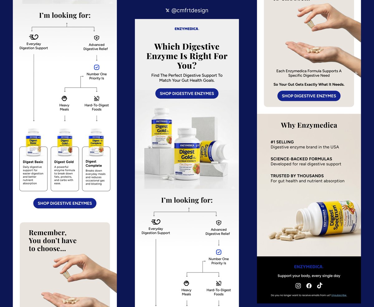 cmfrtdesign's tweet photo. Email Design for a Supplement Brand.

#EmailMarketing #ecommerce #ecom #klaviyo #emaildesign https://t.co/IvyQw36Vjf