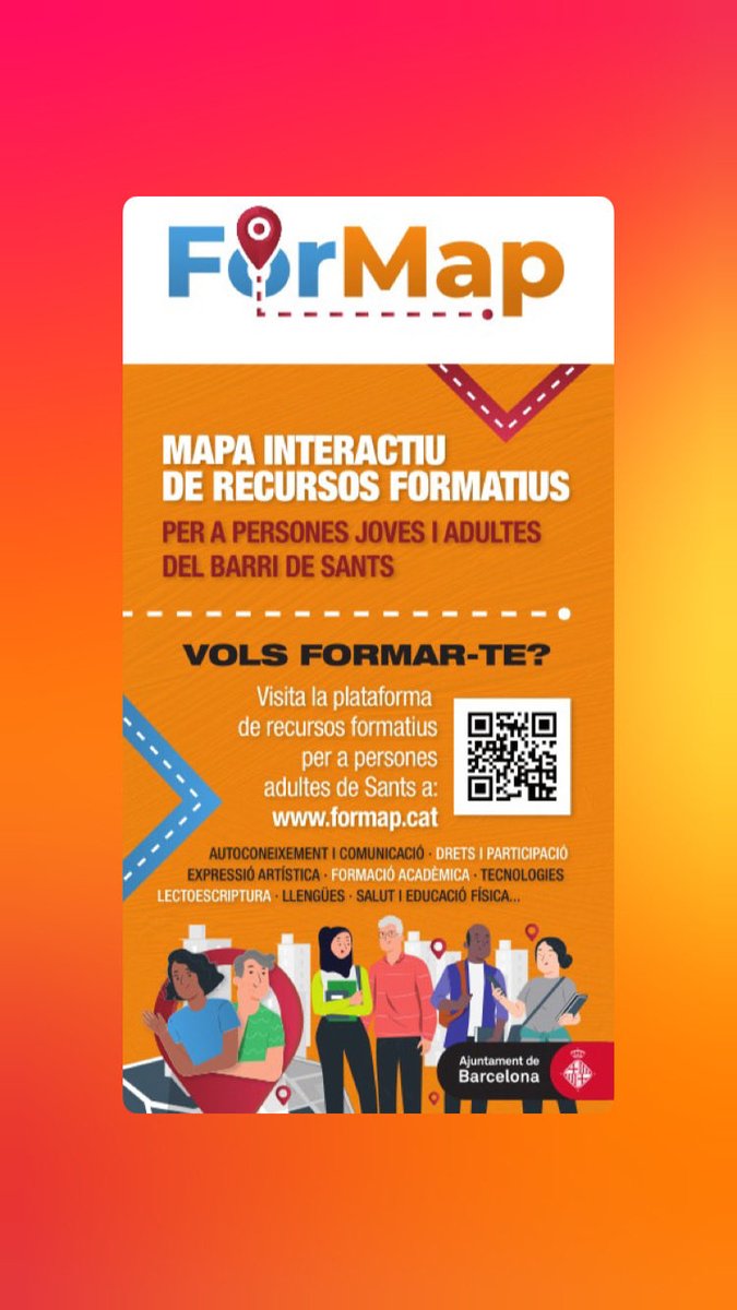 LaTrocaSants's tweet photo. 📚Ei, ja saps què faràs el proper trimestre? Al #barridesants hi ha un munt de cursos per a persones adultes!

🔍Consulta el #ForMAP i descobreix-los!

🤔Circ, ioga, formació digital, multimèdia, català, castellà, lectoescriptura i molt més!

🤓Forma't,  i participa al barri! https://t.co/EpcYQ9ck7x