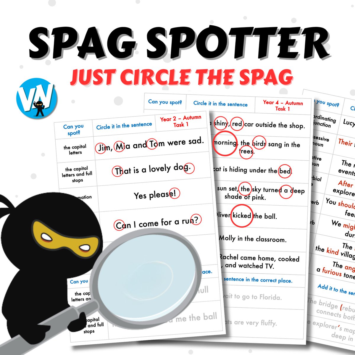 VocabularyNinja's tweet image. 🔥🚨New for 2026 - SPaG Spotter Whole School System 🚨🔥

🔗 - vocabularyninja.co.uk/spag-spotter/

🏫 Year 1 to Year 6 - Aut, Spri and Sum
📈 Progressive Vs NC
💞 Simple for pupils / high impact
👇🏽 Complete answers, low workload.

#spag #grammar #primaryschool #school #resources #GAPs #y6