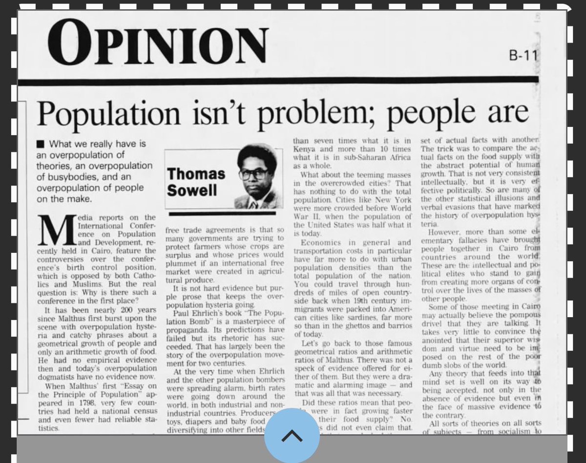 PhumlaniMMajozi's tweet image. Economist Thomas Sowell’s column back in the 1990s. Legend! The column aged well. Man of common sense. #economics #politics