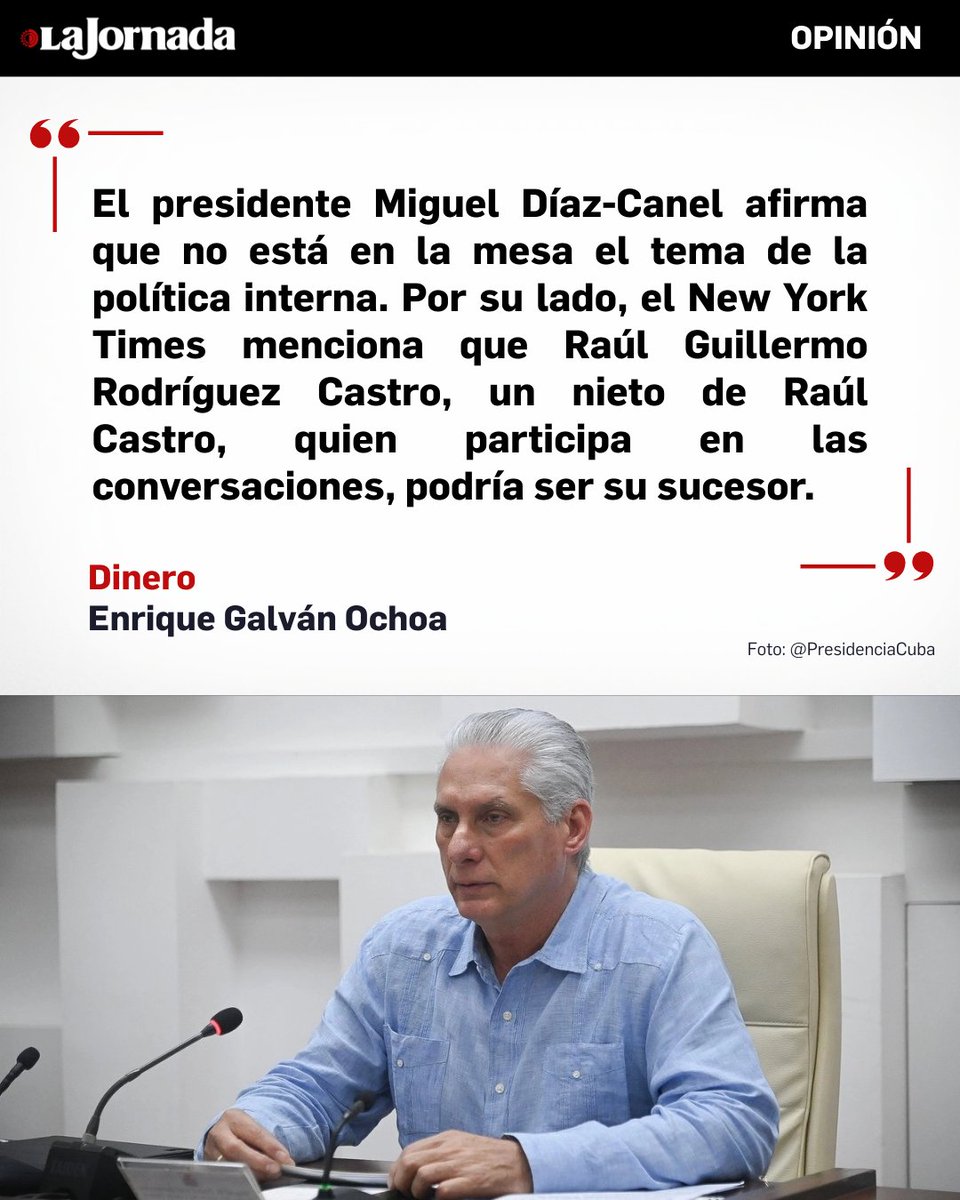 #Dinero, columna de <a href="/galvanochoa/">Enrique Galván Ochoa</a>

No ha podido con Irán, sus antiguos aliados no lo apoyan en una expedición militar conjunta para abrir el estrecho de Ormuz, y ahora el presidente Trump enfoca sus baterías en Cuba: “Es una isla hermosa. Tiene un clima estupendo. Tendré el honor