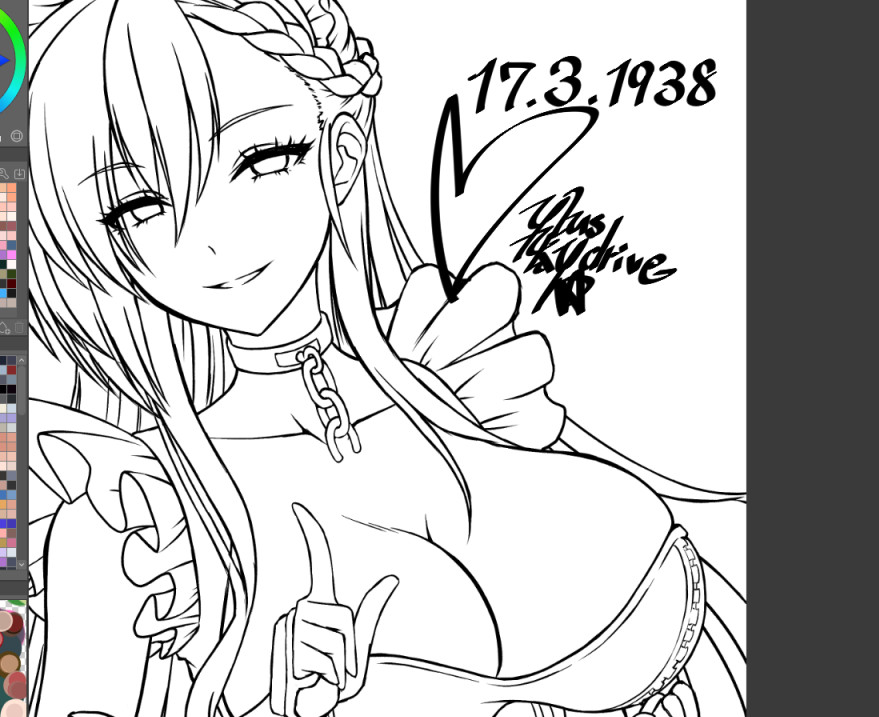 塗り絵前までは描きました進水日 