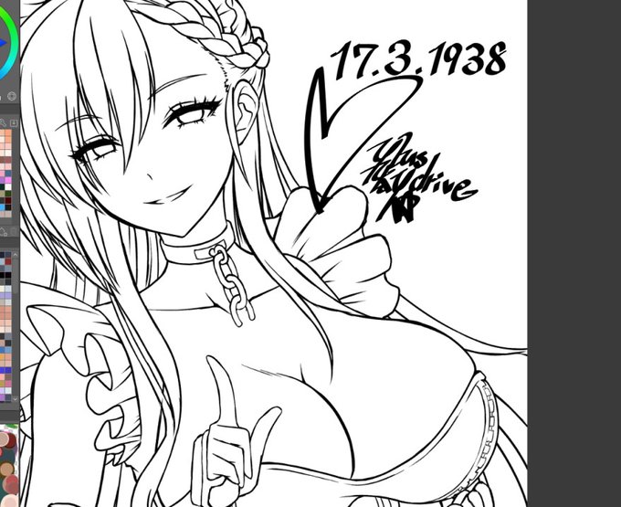 塗り絵前までは描きました進水日