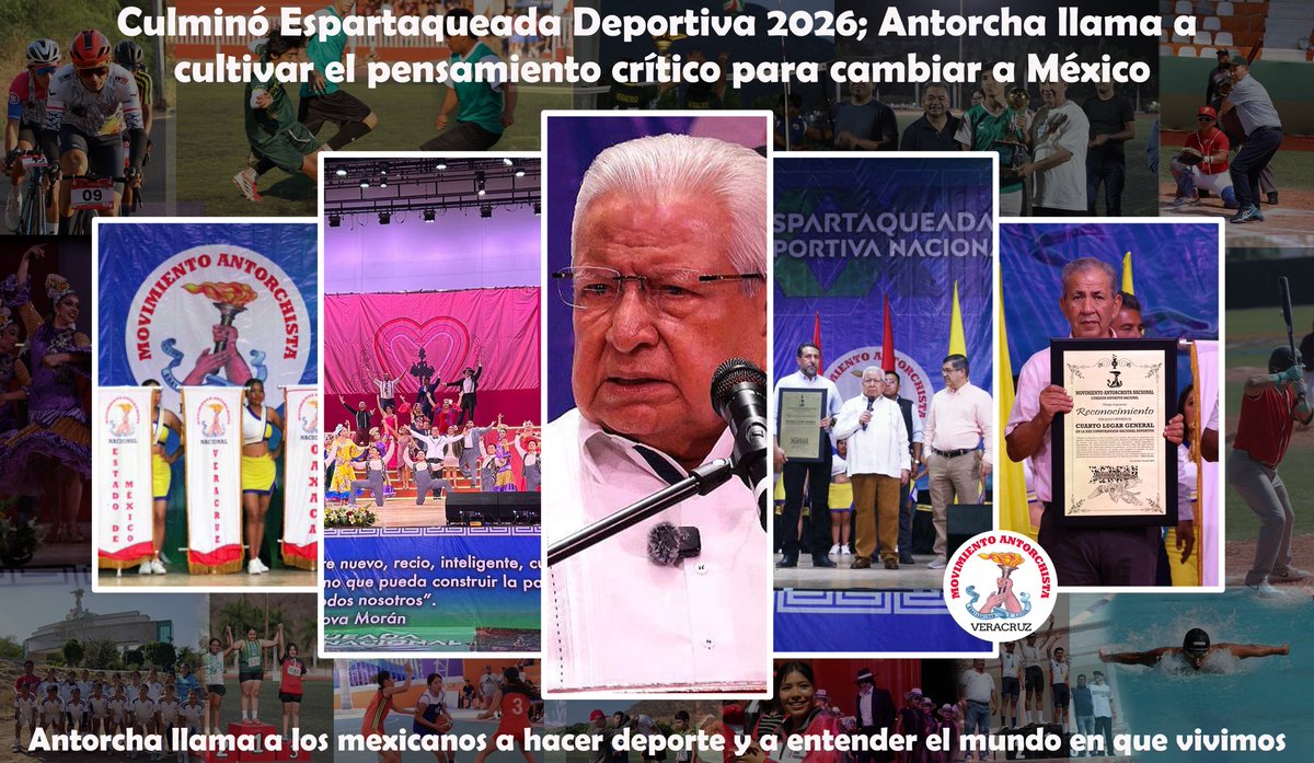 Culminó Espartaqueada Deportiva 2026; Antorcha llama a cultivar el pensamiento crítico para cambiar a México

Antorcha llama a los mexicanos a hacer deporte y a entender el mundo en que vivimos.