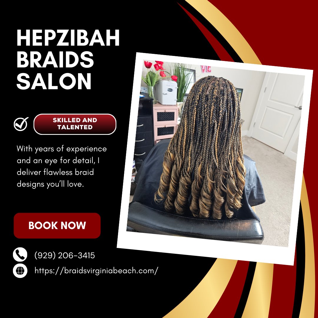 HepzibahBraids's tweet image. There's something so effortless about knotless braids when they're installed with care and precision. I focus on keeping them lightweight, neat, and long-lasting. Book your appointment with me to get you styled. #KnotlessBraids
braidsvirginiabeach.com/knotless-braids