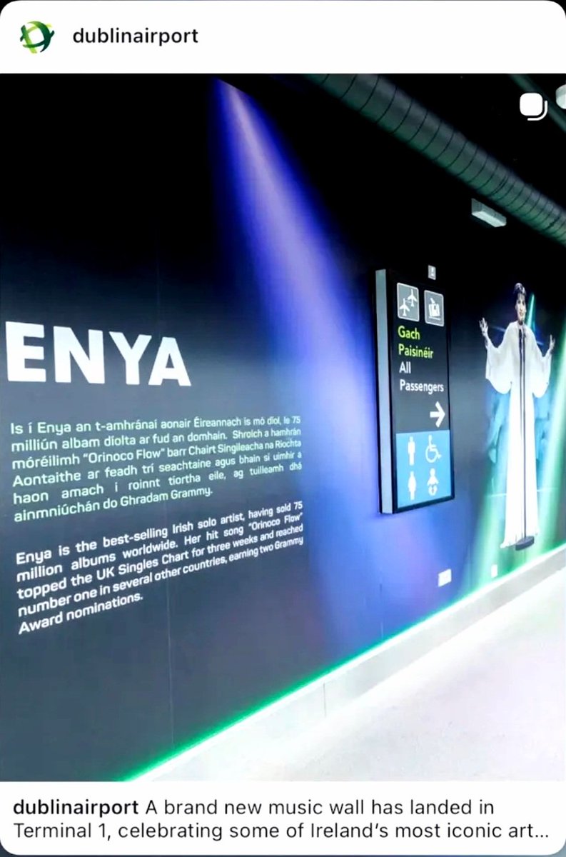 disneyteletubby's tweet photo. Today I also learnt about Enya being amongst many great Irish artists on the music wall installed last month at Terminal 1 of Dublin Airport 😃🪽☘️🎶🌠 https://t.co/HxLva1jB2Y