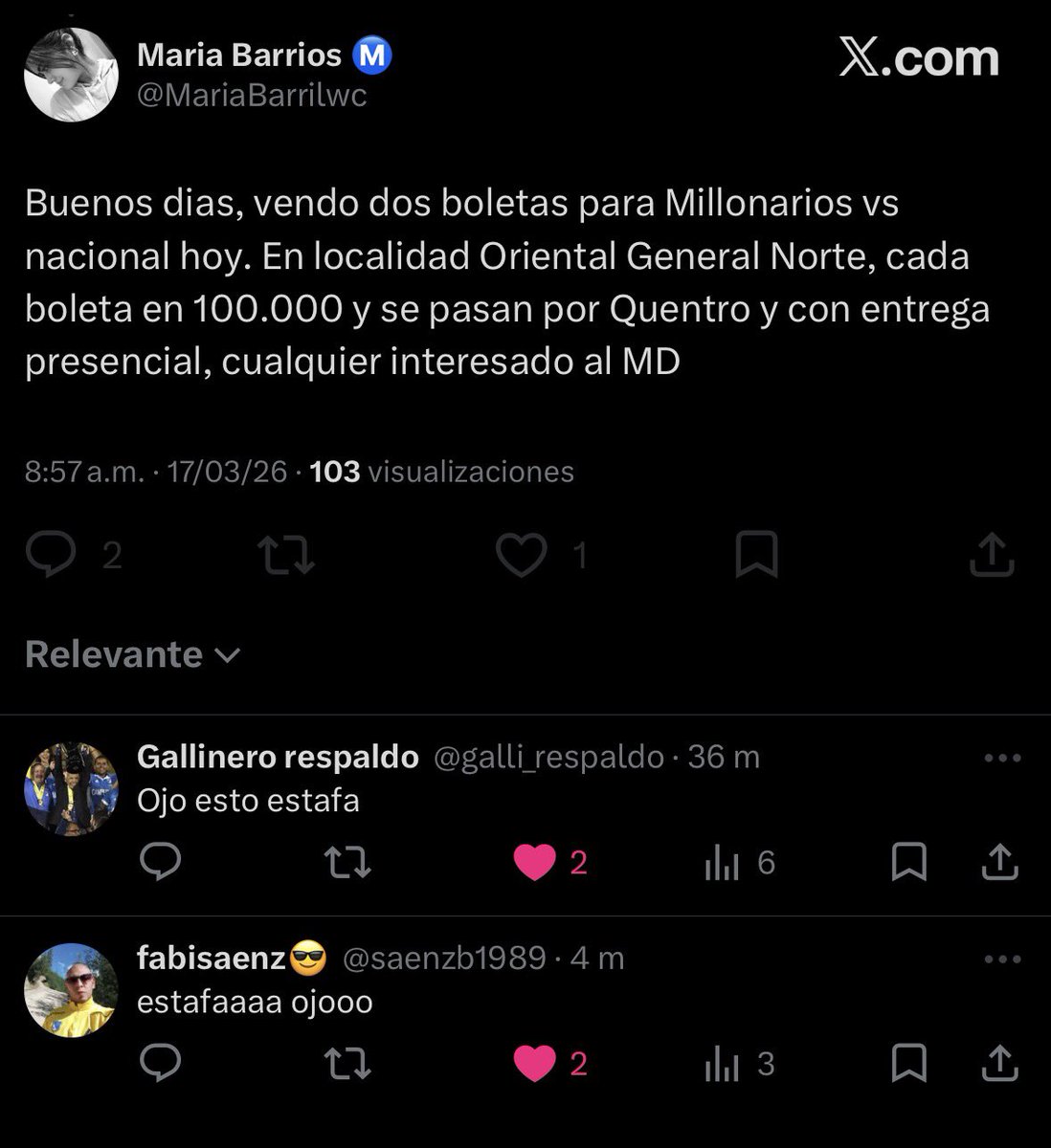 Estafas Boletas Colombia ⚠️‼️ tweet media