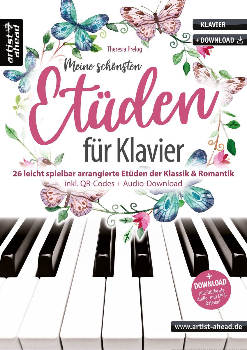 Mein neues Buch "MEINE SCHÖNSTEN ETÜDEN FÜR KLAVIER", 26 leicht spielbar arrangierte Etüden  der Klassik &amp; Romantik,
artist ahead Musikverlag,
erscheint in Kürze, man kann es schon vorbestellen 😊🎶🎹
Erhältlich bei Amazon