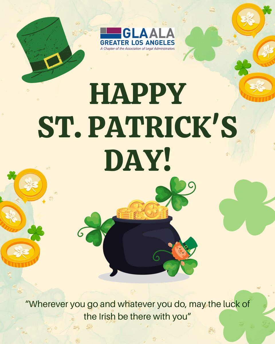 GLAALABuzz's tweet photo. Wishing everyone a happy St. Patrick’s Day! ☘️ May your day be filled with good luck, great company, and a little bit of green. #GLAALA #LAStrong #ALABuzz https://t.co/2RCJZpblQz