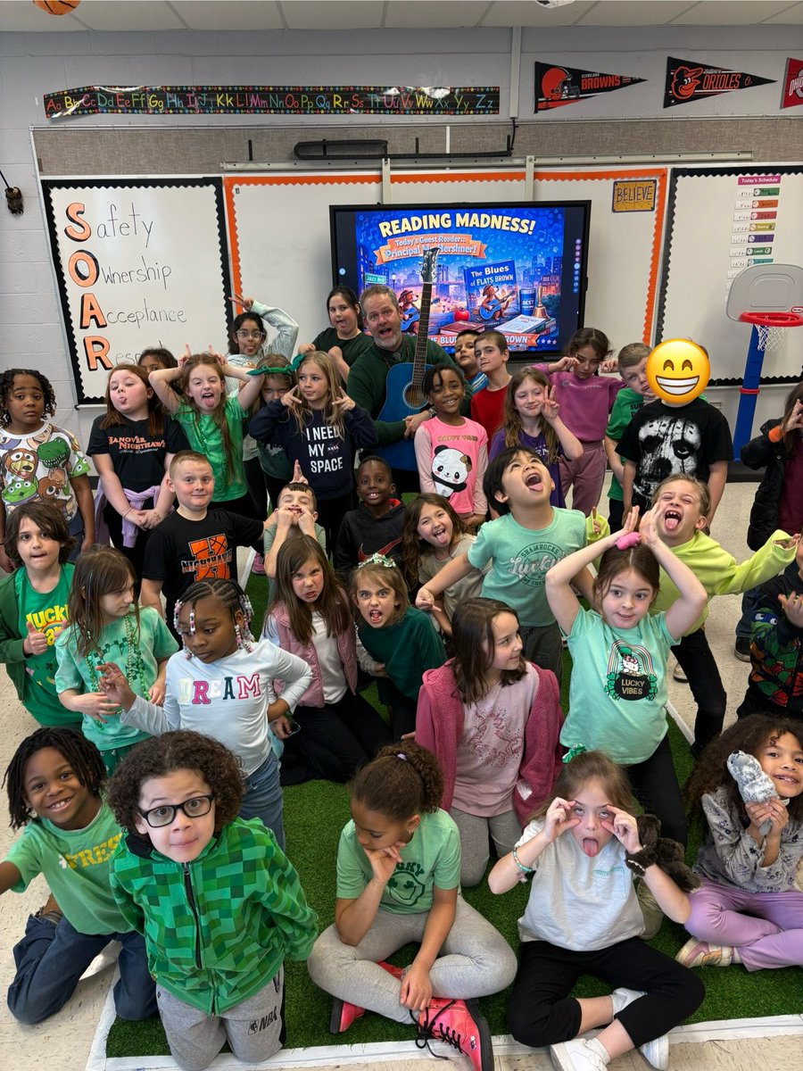 Reading Madness day 14!📚

Thank you to Mr. Hershner for being our guest reader today and sharing his guitar talents! The Blues of Flats Brown was such a great story &amp; message. We loved all of the great advice Mr. Hershner gave us on the importance of reading!
#hpsdawesome