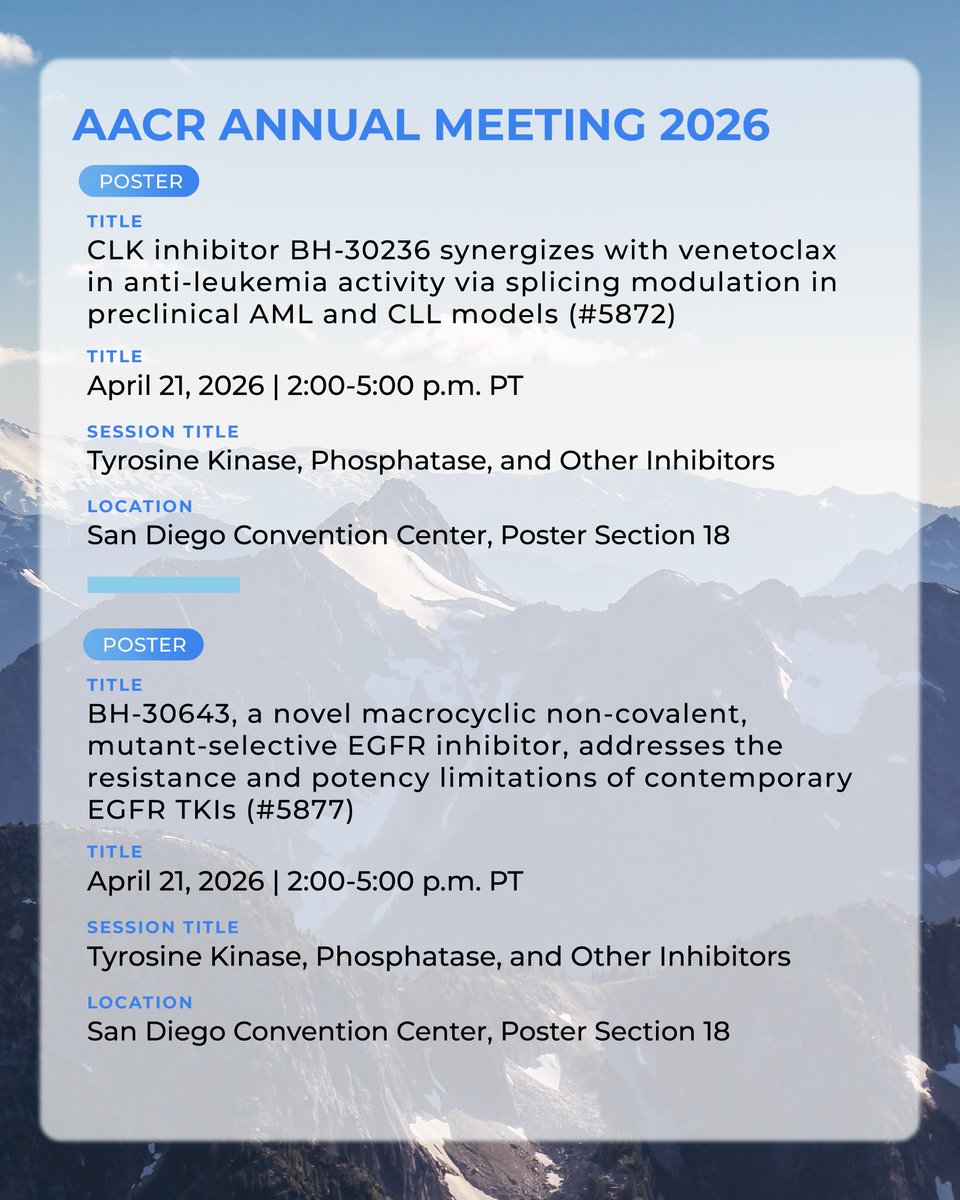 We’re introducing our next-generation KRAS pipeline at #AACR26 in San Diego as well as new preclinical data for BH-30643 and BH-30236. Learn more: globenewswire.com/news-release/2…