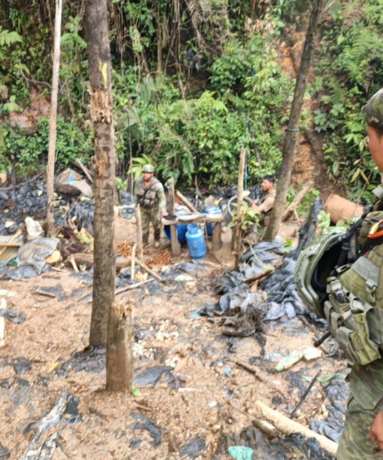 DefensaEc's tweet photo. ¡LA MINERÍA ILEGAL SE DERRUMBA EN IMBABURA: 60.000 DÓLARES MENOS PARA LAS MAFIAS VINCULADAS A ESTE DELITO!💪

➡️Un campamento dedicado a la minería ilegal fue inhabilitado durante una operación militar que permitió decomisar material aurífero y equipos utilizados para esta actividad ilícita, generando un golpe económico aproximado de US 60.000 a las estructuras vinculadas a este delito.

📌Durante el rastrillaje en la zona se decomisaron 150 sacos de material aurífero, canecas de combustible, dos motores de luz, bombas de agua, cilindros de gas doméstico y plásticos utilizados en faenas ilegales, evidencias empleadas para sostener la explotación ilegal.

📍La operación fue ejecutada por las @FFAAECUADOR, a través del @EjercitoECU, en el sector Mina Olivo, parroquia Buenos Aires, cantón Urcuquí, provincia de #Imbabura.

Operaciones firmes para debilitar las economías criminales y recuperar el control del territorio. 👊