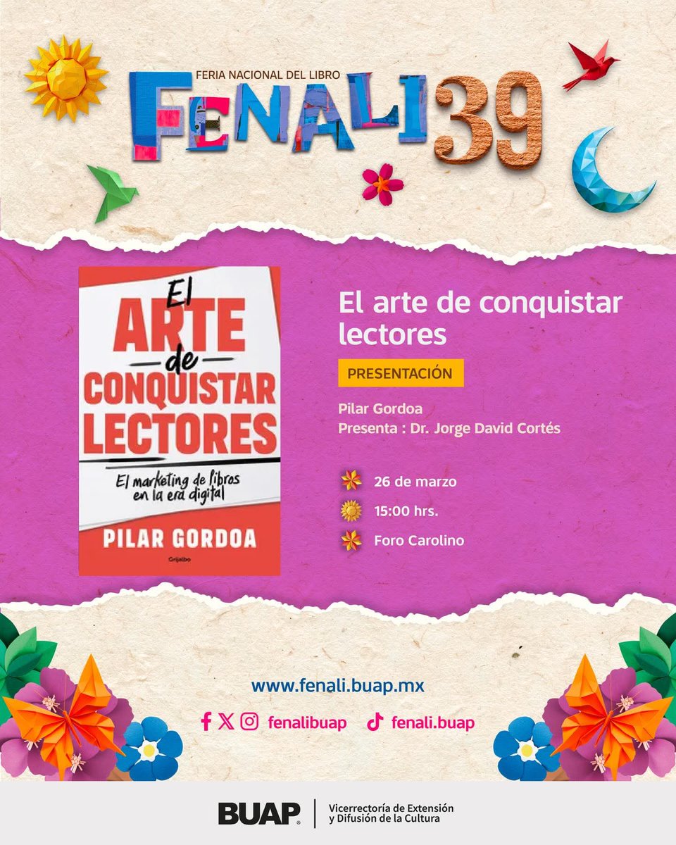 BUAPoficial's tweet photo. 39 Feria Nacional del Libro BUAP 2026. 🐺📖

#FENALI2026 #FENALIBUAP #Libros #Escritores https://t.co/4FdOVEGmad