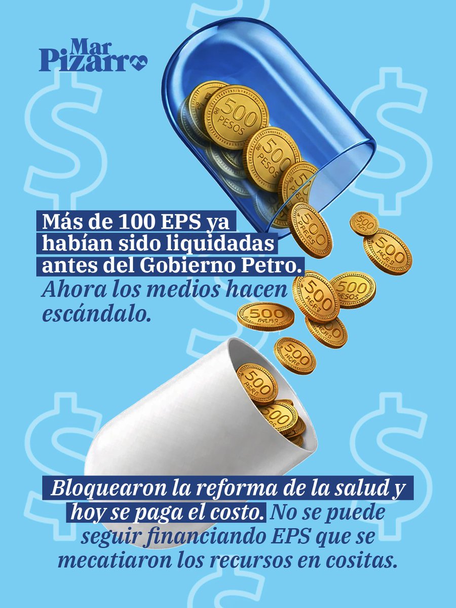 delmarpizarro's tweet image. No hay un “colapso” del sistema de salud: hay una crisis de más de 25 años. Más de 117 EPS han sido liquidadas en todos los gobiernos. Lo de ahora no es excepción, es la evidencia de un modelo que lleva décadas fallando.

#eps #salud #Petro #PactoHistorico #pacto