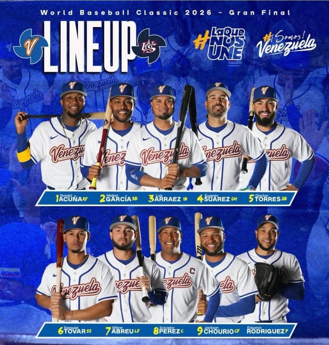 Así saldrá #Venezuela 🇻🇪hoy contra EEUU 🇺🇸 en la final del #WorldBaseballClassic 

Las primeras 4 entradas serán claves... las otras 5 también 😂🤣😆😅😂🤣

¡Hoy juega VENEZUELA!

¡Y GANA VENEZUELA! 

Para que esten claros en el continente y las islitas.