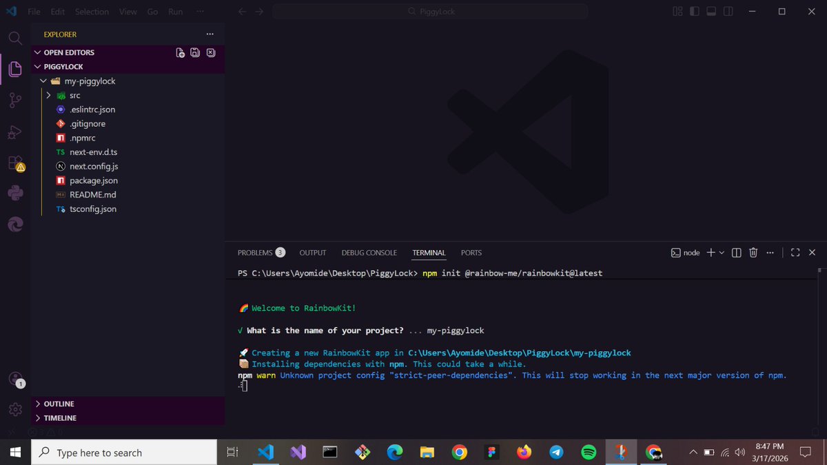 ayyxbt's tweet photo. Day 28
i have started my mini project implementation
Today i have Initialize my boilertemplate using rainbowKit
setup my remix to start working on the smart lock mechanism contract
still going to add more things along the line
@gdgoc_bowen
#GDGoCBowen
#GDGoC30DayChallenge https://t.co/doc7LZiDJn