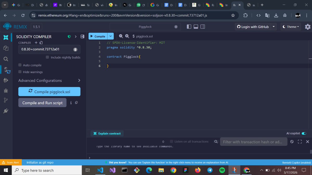 ayyxbt's tweet photo. Day 28
i have started my mini project implementation
Today i have Initialize my boilertemplate using rainbowKit
setup my remix to start working on the smart lock mechanism contract
still going to add more things along the line
@gdgoc_bowen
#GDGoCBowen
#GDGoC30DayChallenge https://t.co/doc7LZiDJn