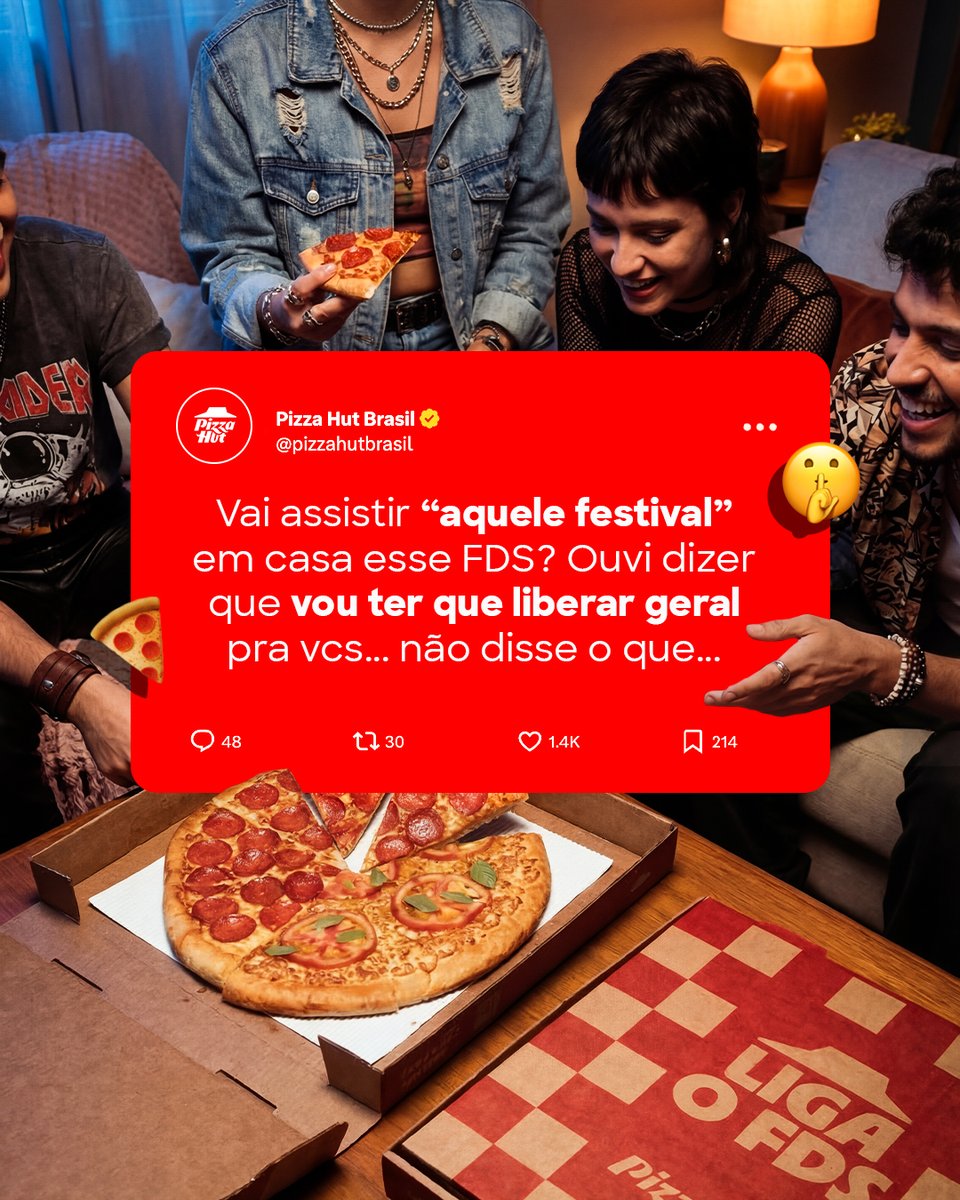 pizzahutbrasil's tweet photo. Se eu fosse você, já mandava no grupo das besties… porque nesse fds vocês precisam assistir juntas. Depois não fale que eu não avisei! 🔥🍕 https://t.co/SaeQGOyQ3S
