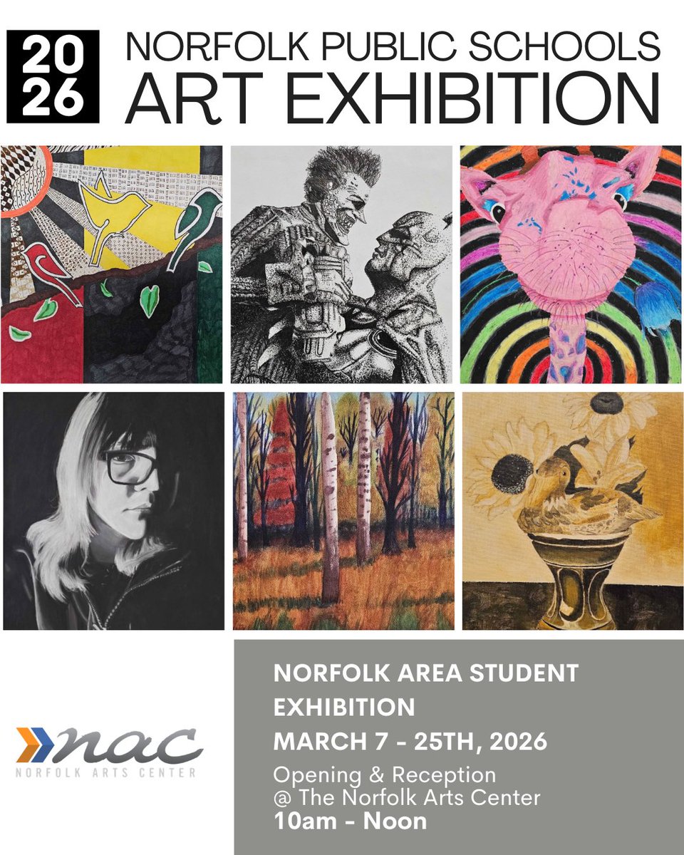 Check out the amazing work by the talented art students on display @NorfolkArtsCenter
